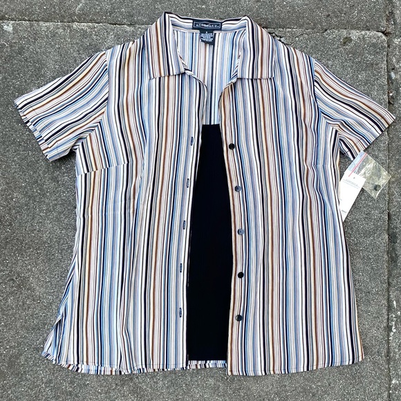 BNWT Striped Collared Shirt With Built In Tank S - Picture 1 of 5